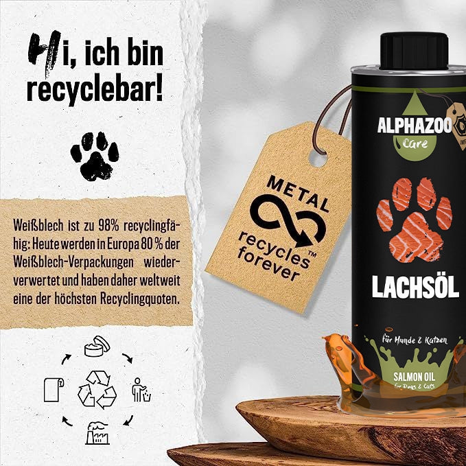 Premium Lachsöl, Omega-3 Fischöl für Hunde & Katzen